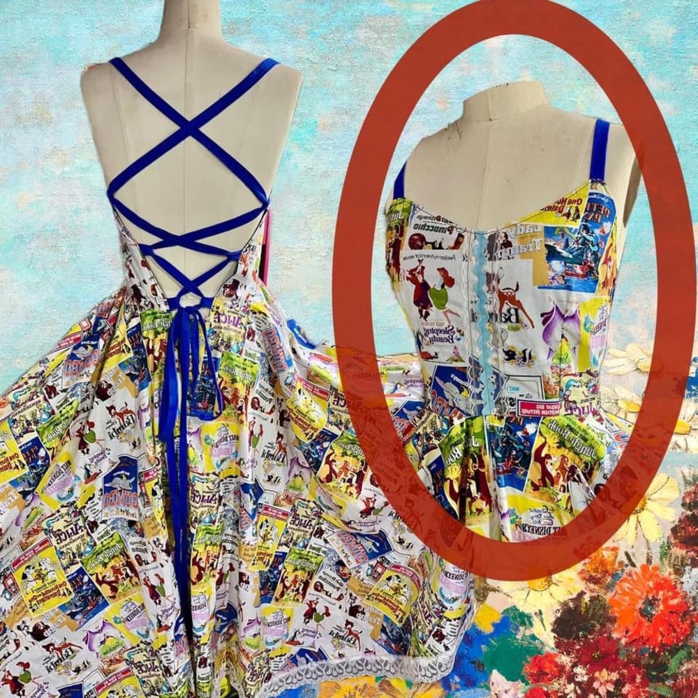 Backless Sundress Made with The Greatest Love Story Told Disney Fabric